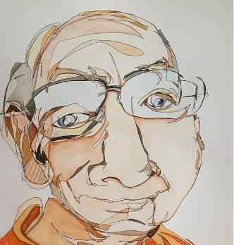 blind contour self portrait