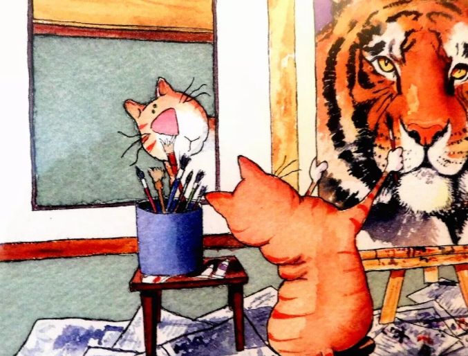 cat painting tiger self portrait