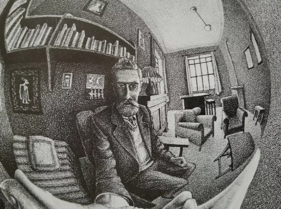 escher self portrait in spherical mirror